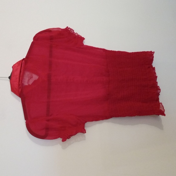 Short Sleeve Button Up Blouse with Satin Collar - Picture 9 of 9